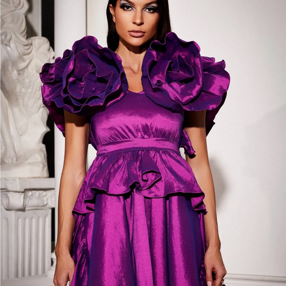 Bella Barnett statement Purple Ruffle Dress